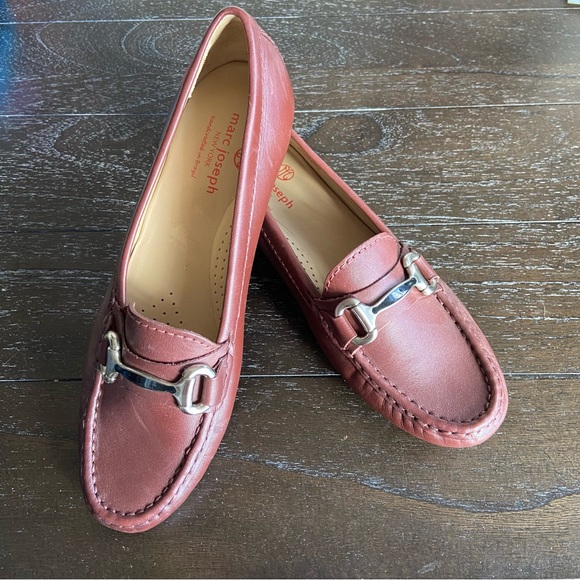 Marc Joseph Grand St Burgundy Leather‎ Horsebit Driving Loafers Size 8 - Picture 1 of 10